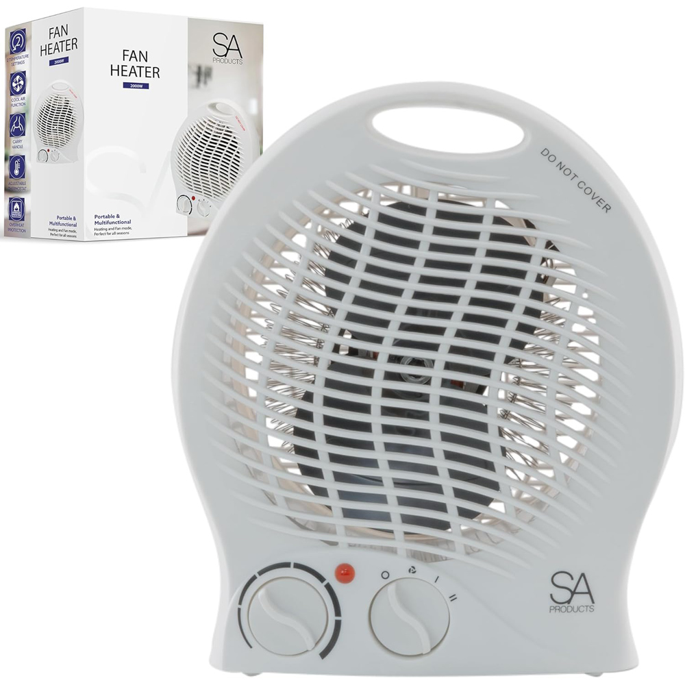 White Upright Portable Heater with 2 Heat Settings Image 2