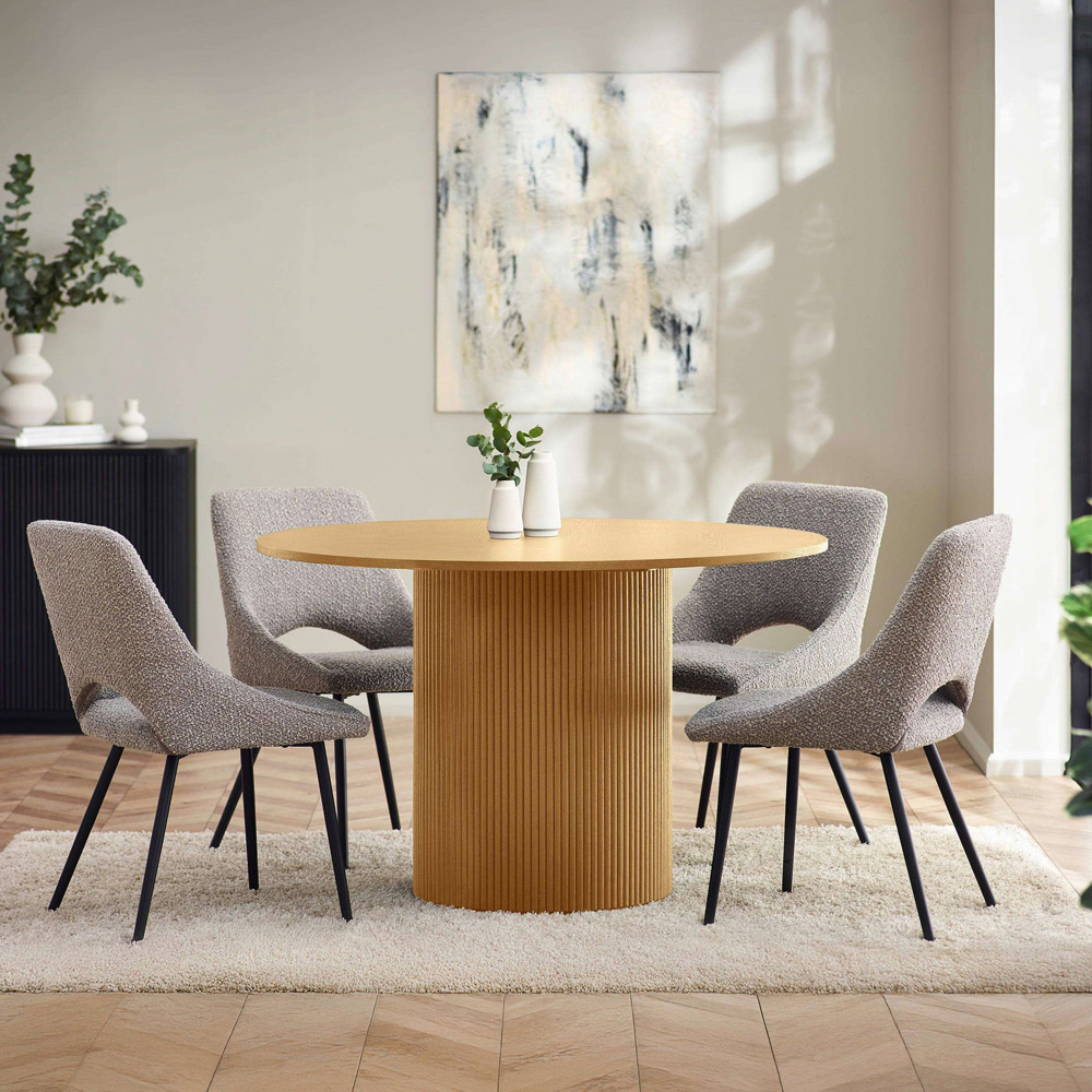 Julian Bowen Louis 4 Seater Light Oak Fluted Round Dining Table Image 8