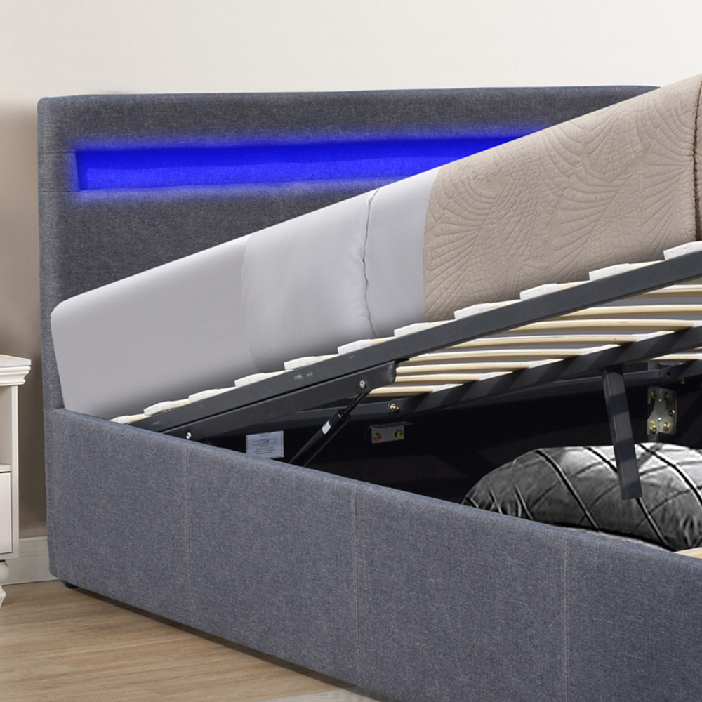 Comfy Living Small Double Dark Grey Ottoman Bed Frame with LED Image 5