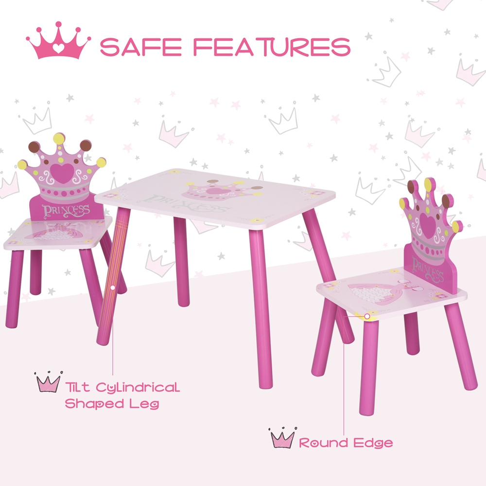 Playful Haven 3 Piece Pink Kids Table and Chair Set Image 3