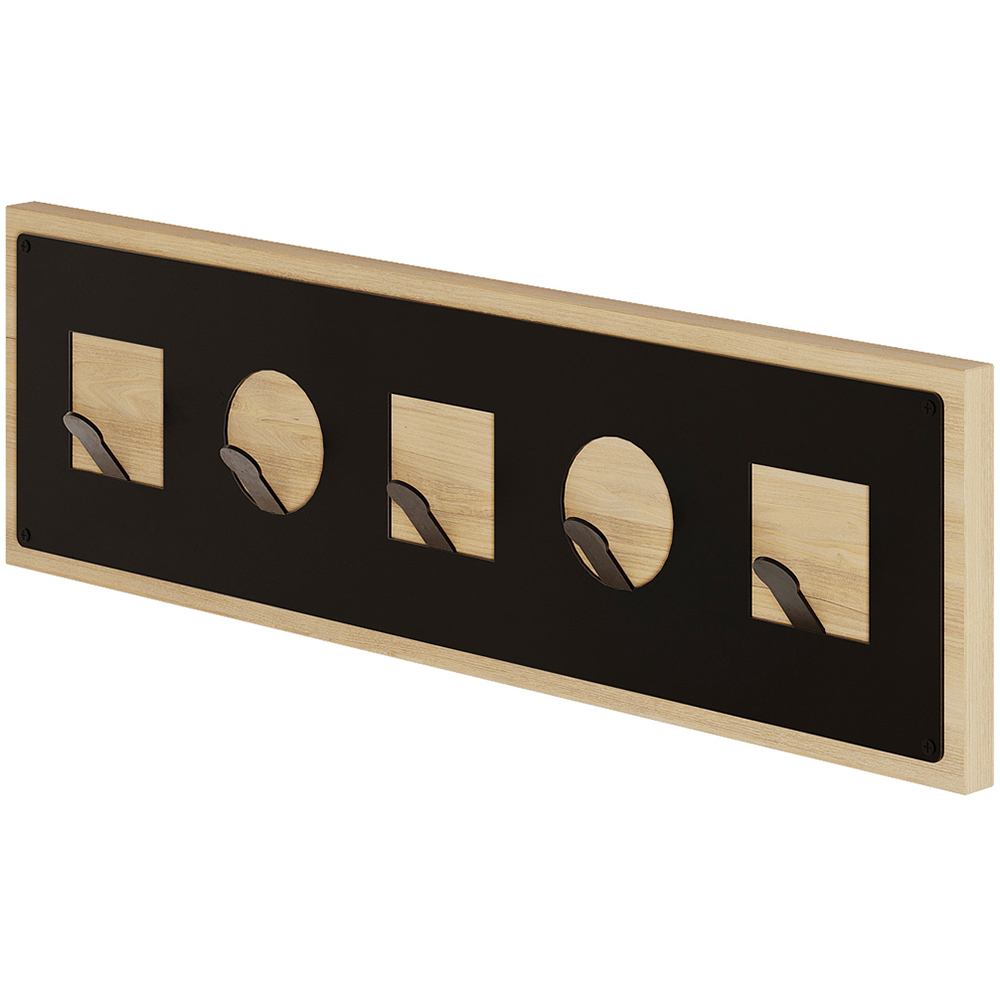 Decortie Icon 5 Metal Hook Oak Modern Wall Hanger Image 1
