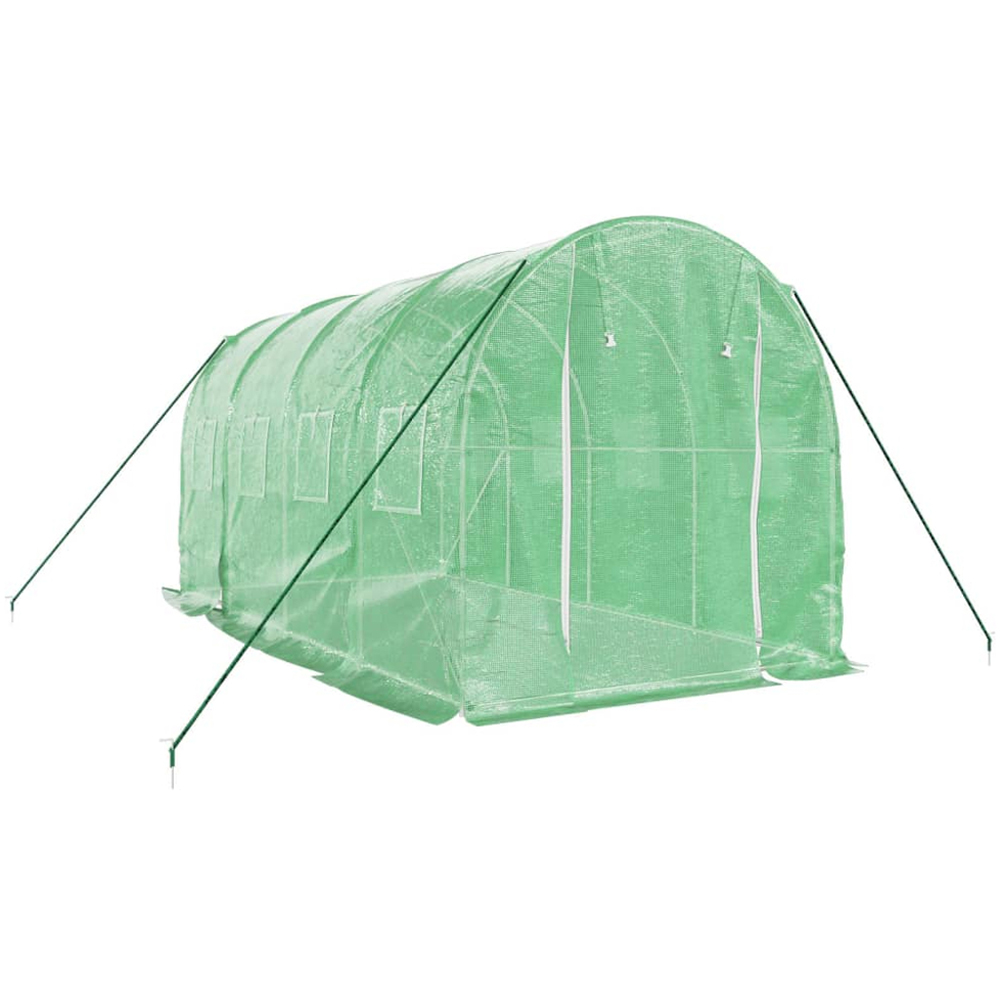 vidaXL Green Polyethylene Galvanised Steel Frame 13.1 x 6.5ft Greenhouse Image 3
