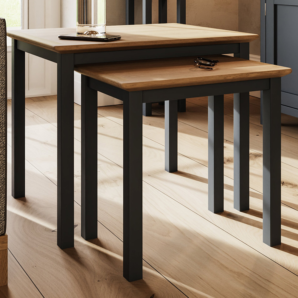 FWStyle Taberno Graphite Blue Nest of Table Set of 2 Image 1