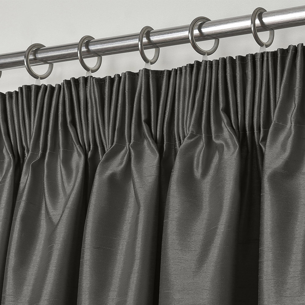 Intimates Faux Silk Charcoal Curtains 117 x 189cm Image 2