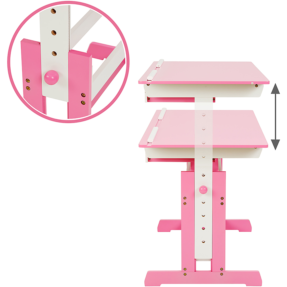 tectake Rose Pink Kids Study Desk and Filing Cabinet Set Image 8