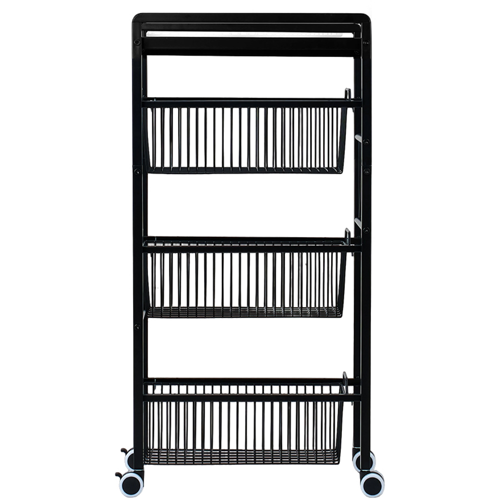 Living and Home 4-Tier Black Carbon Steel Pull-Out Storage Trolley Image 3