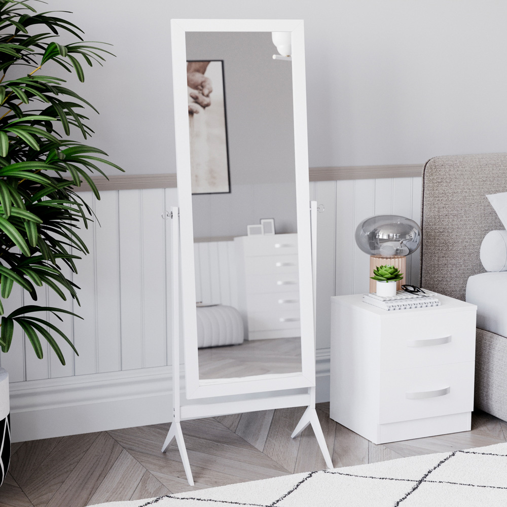 Vida Designs Nishano White Rectangle Cheval Mirror Image 4