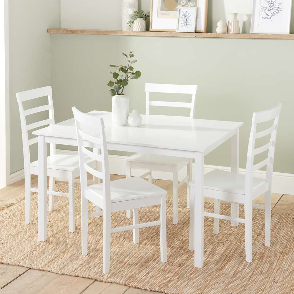 Cottesmore Upton 4 Seater Rectangle Dining Set Bright White Wilko