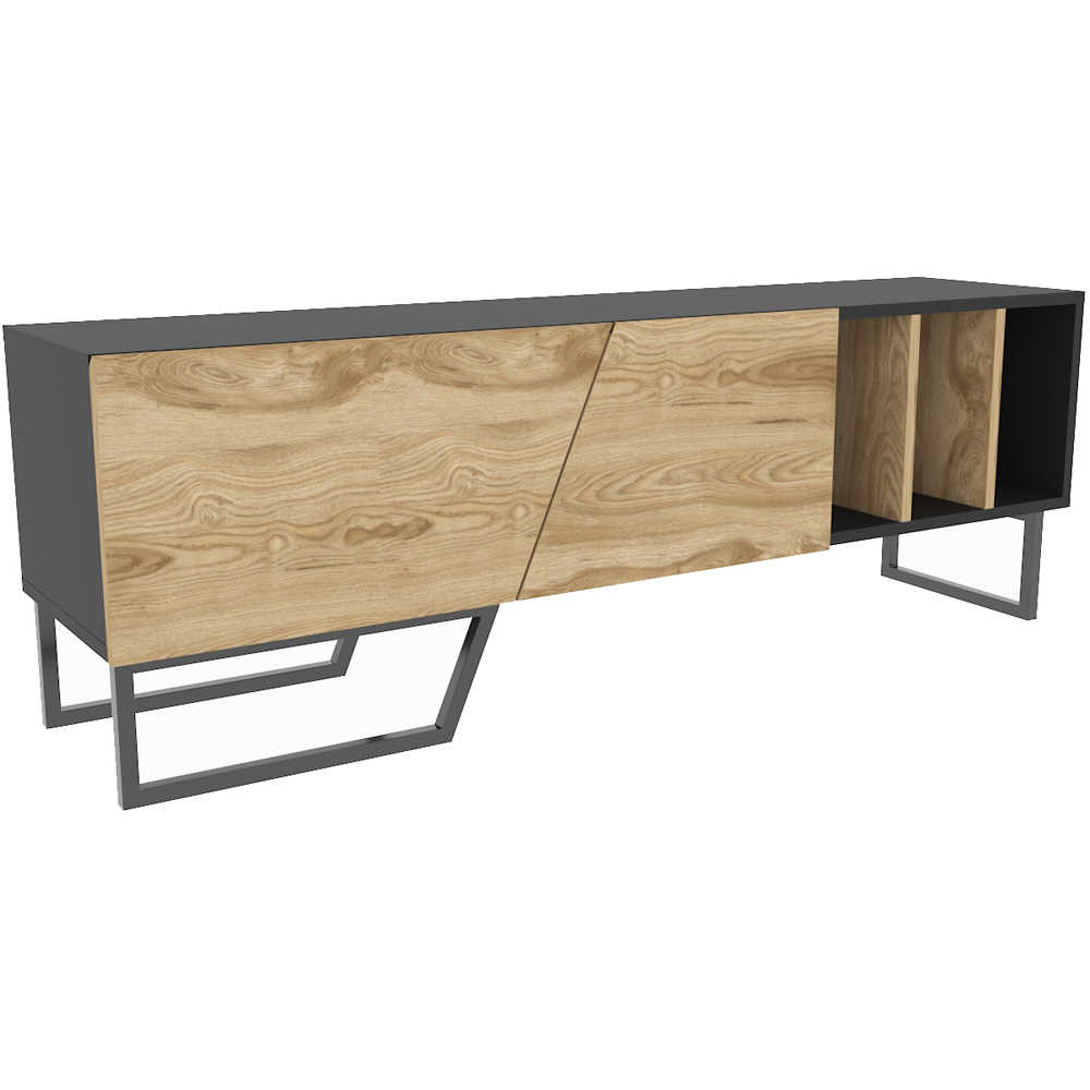 Decorotika Linossa 3 Shelf Black and Oud Marble TV Unit Image 6