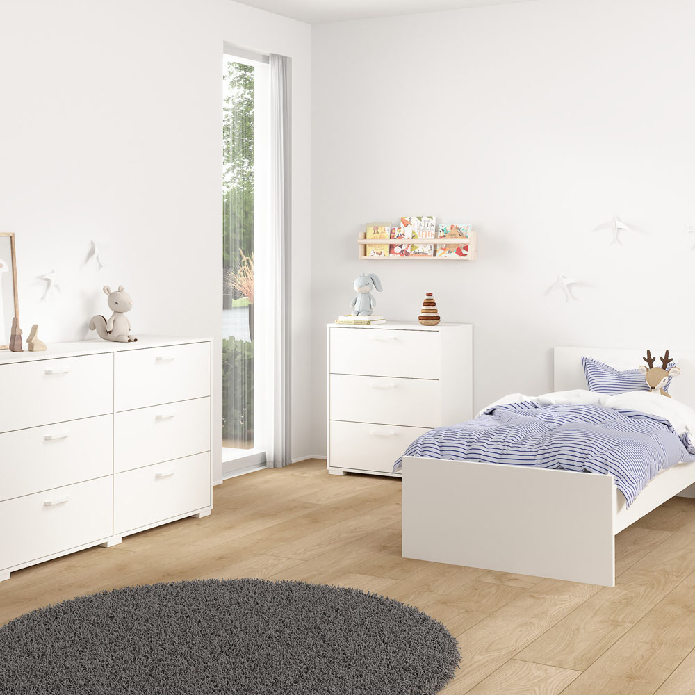 Florence Sofia 3 Drawer White Chest of Drawers Image 6