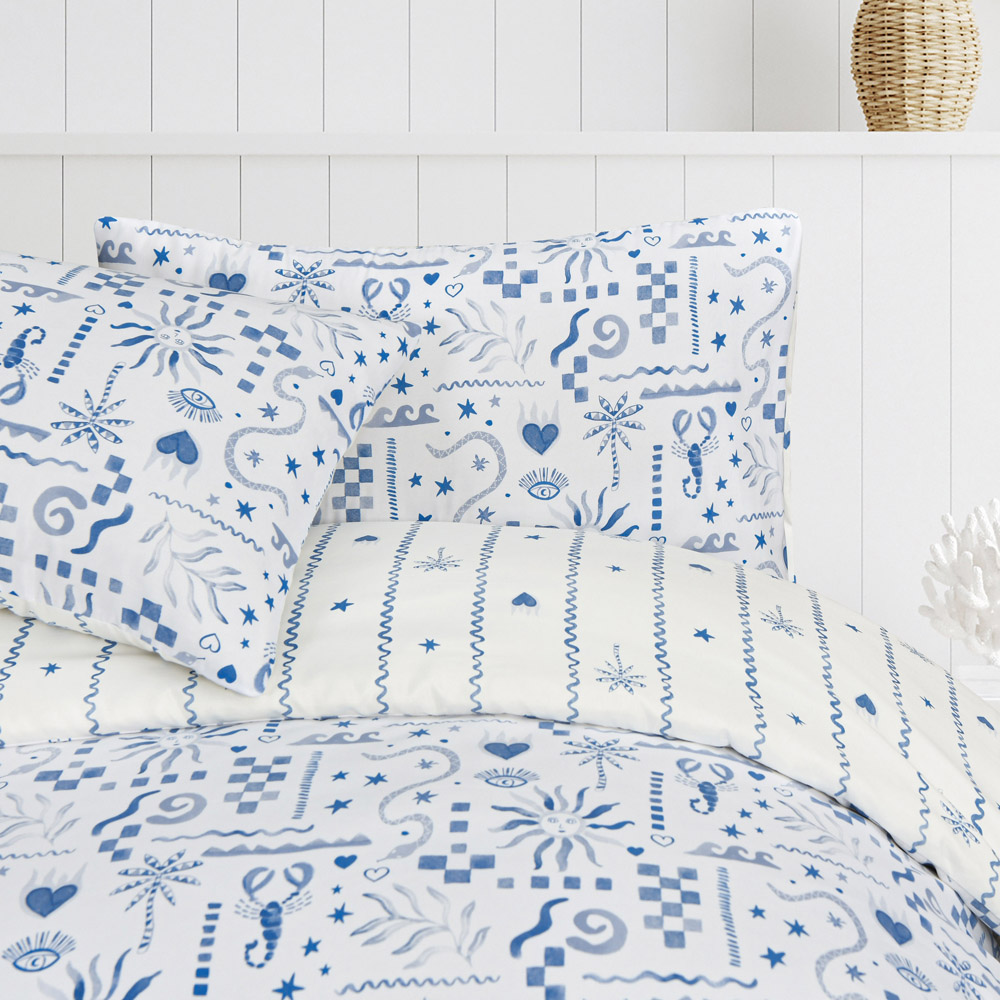 Smart Living Double Blue Holiday Postcard Duvet Set Image 6