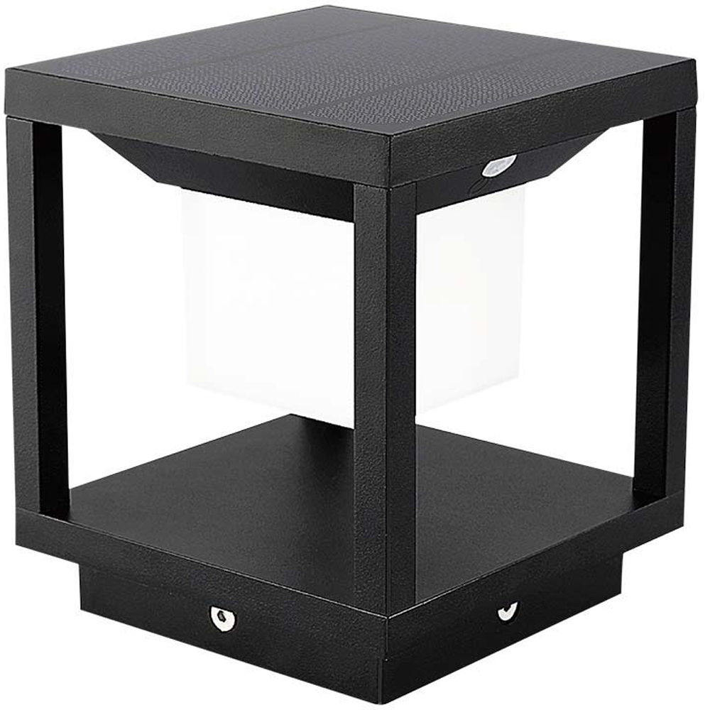 V-TAC Black Warm White LED Solar Pillar Light Image 1