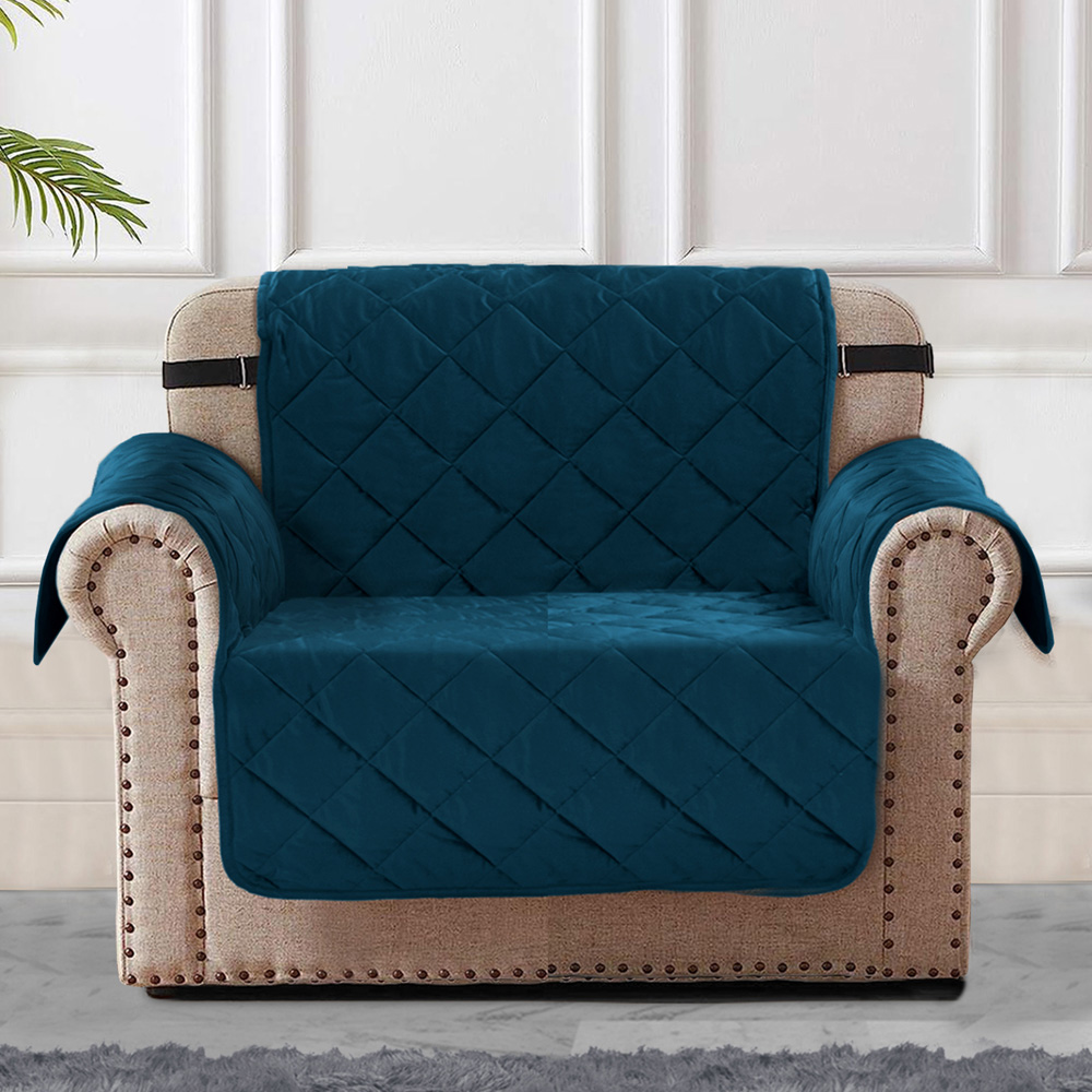 Homerepublic Luna Teal Matte Velvet Water-Repellent Sofa Chair Protector Image 2