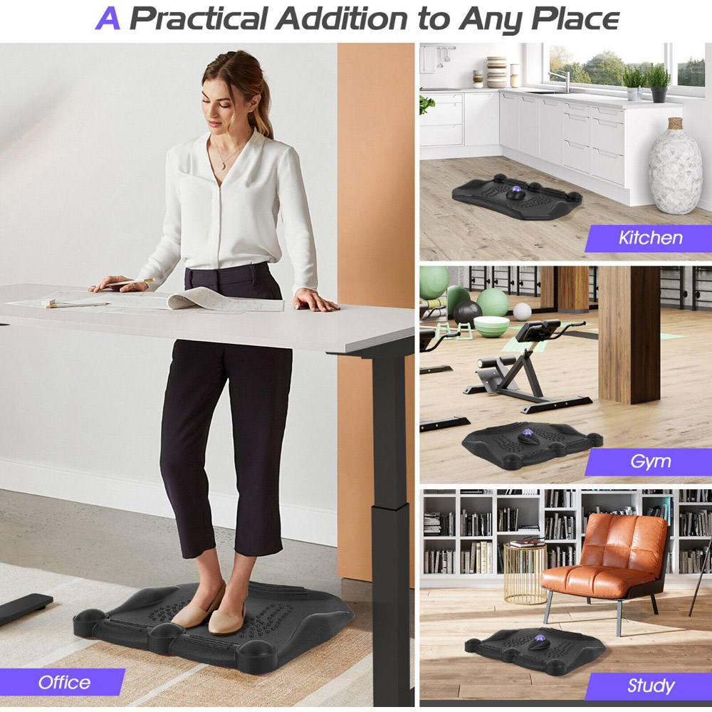 Costway Black Anti Fatigue Mat with Rolling Massage Ball and Points Image 5