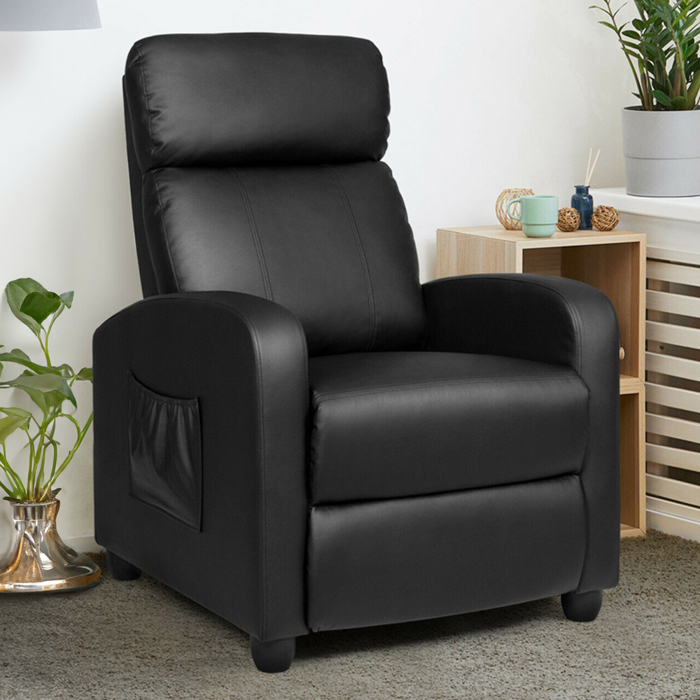 Costway Black Recliner Chair with Adjustable Backrest Image 1