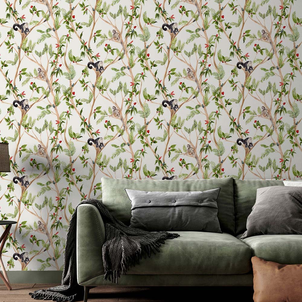 Arthouse Tropical Monkey Multicolour Wallpaper Image 3
