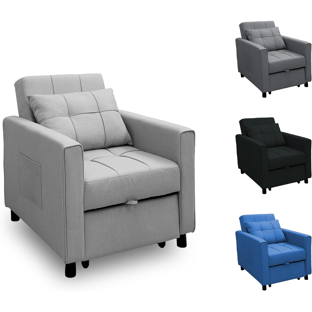 Alivio Singel Seater 3-in-1 Light Grey Convertible Sofa Bed Chair Image 2