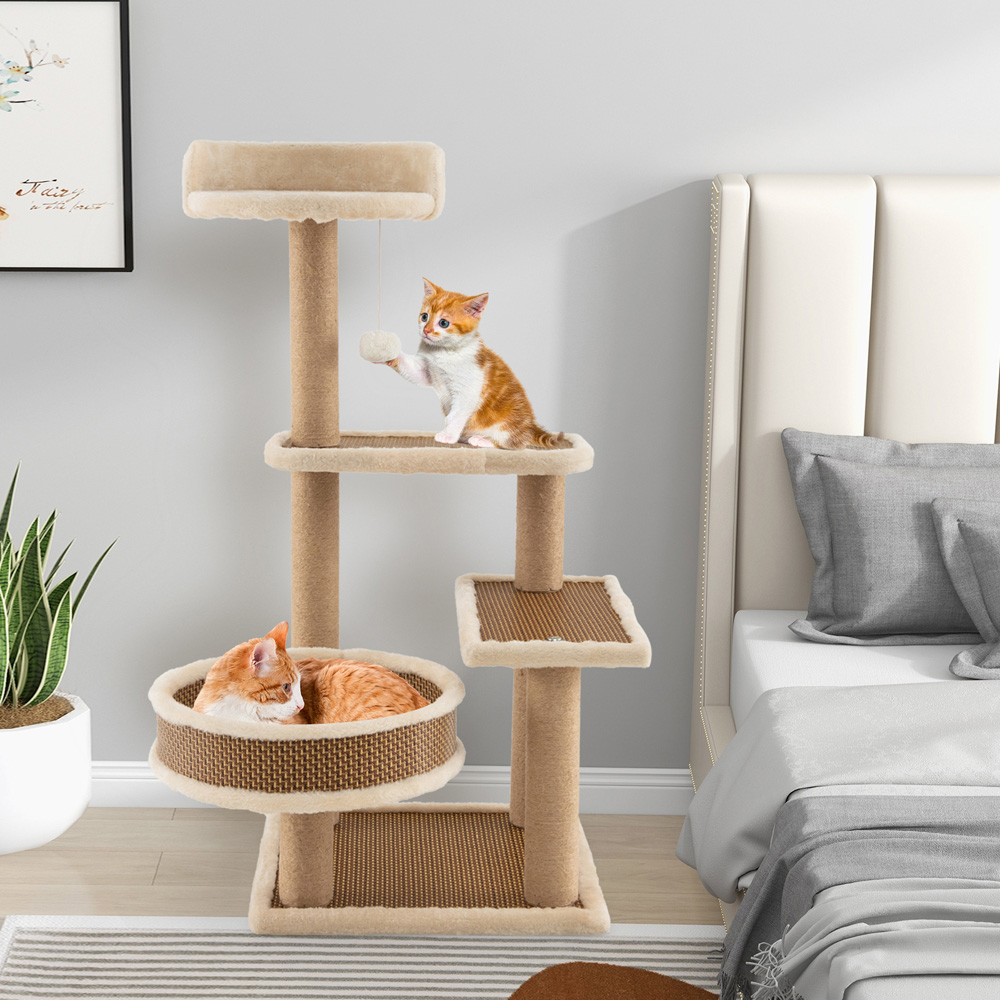 Costway Multi Level Cat Tree Tower with Scratching Posts 90cm Image 2