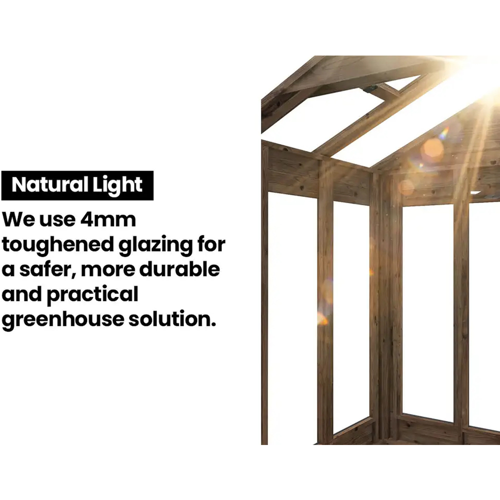 Dunster House Growzilla Brown Wooden 8 x 12ft Greenhouse with Shelf Image 7