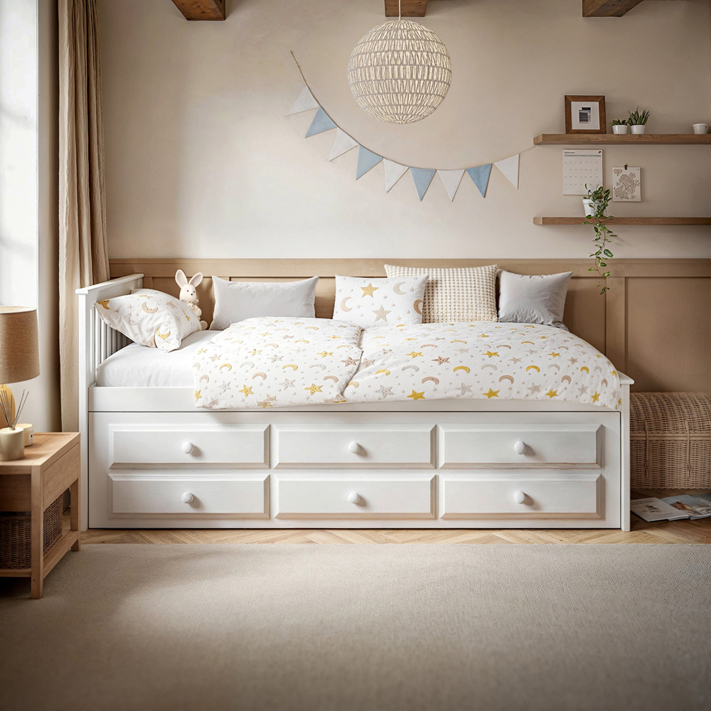 Flair Montana Captain's Single White 3 Drawer Wooden Guest Bed with Trundle Image 5