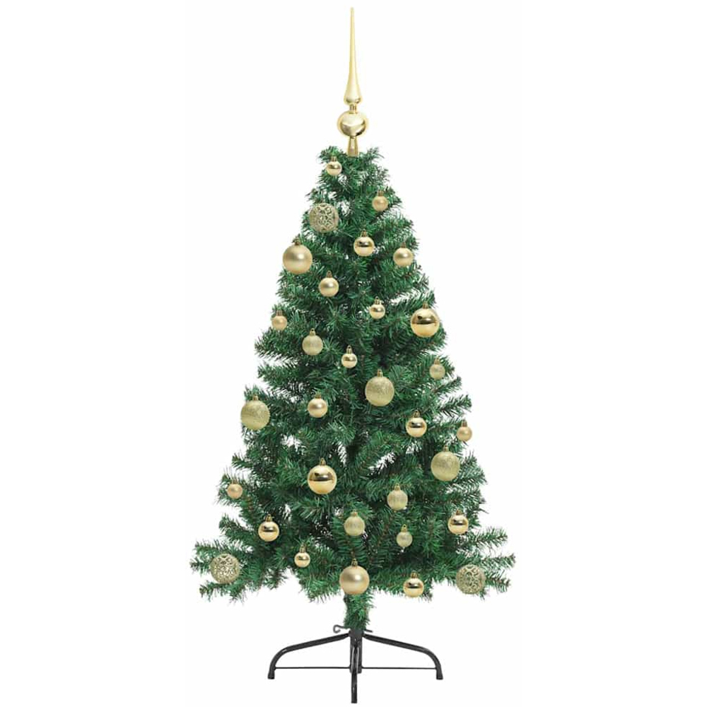 vidaXL Pre-Lit Gold Baubles Green Artificial Christmas Tree 4ft Image 4