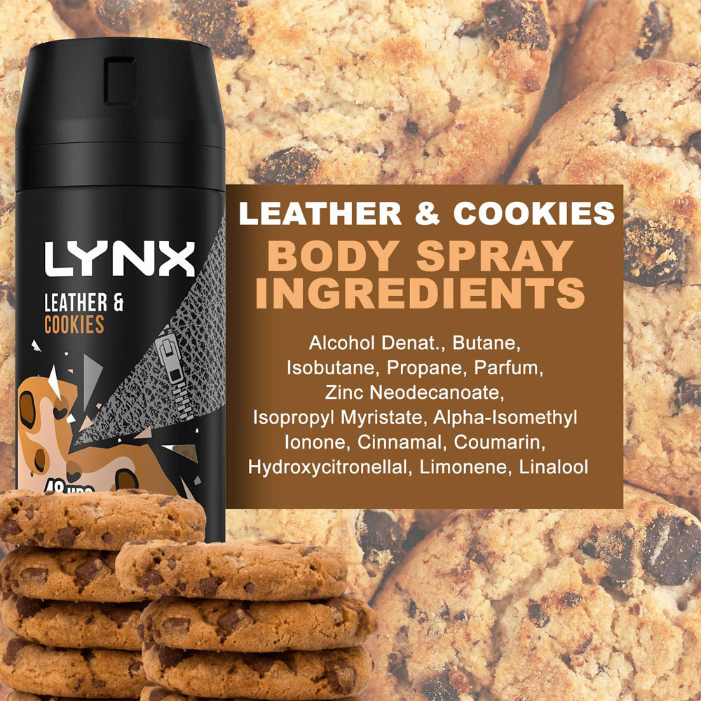 Lynx Collision Leather and Cookies 48H Protection Deodorant Body Spray 150ml 30 Pack Image 7