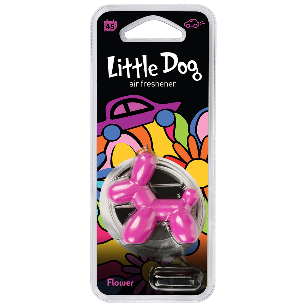 Little Dog Pink Flower Clip Car Air Freshener Image 1