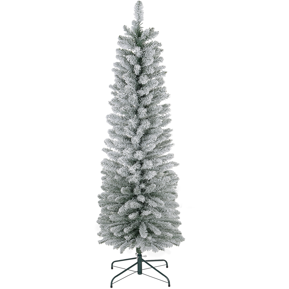 Everglow Snow Flocked Pencil Artificial Christmas Tree 6ft Image 1