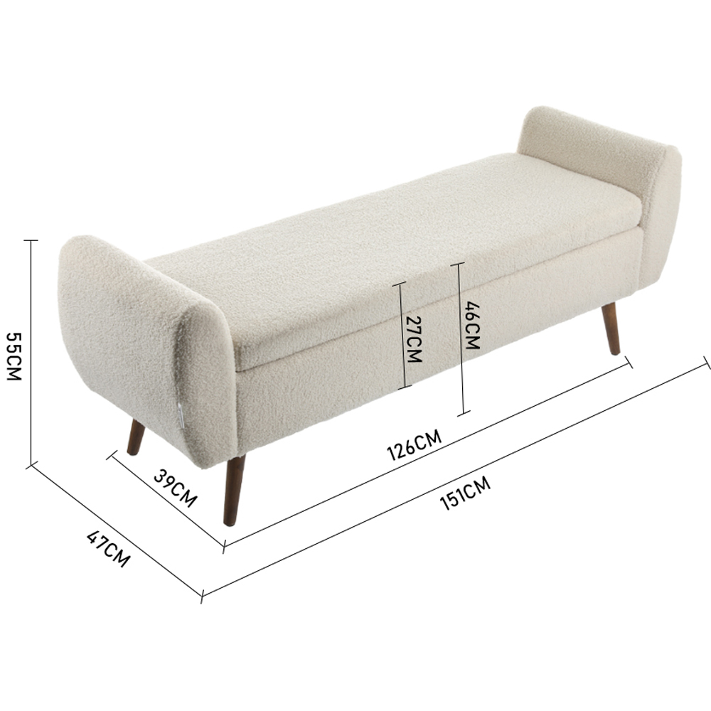 Living and Home Teddy Fur Upholstered Storage Bench Image 9