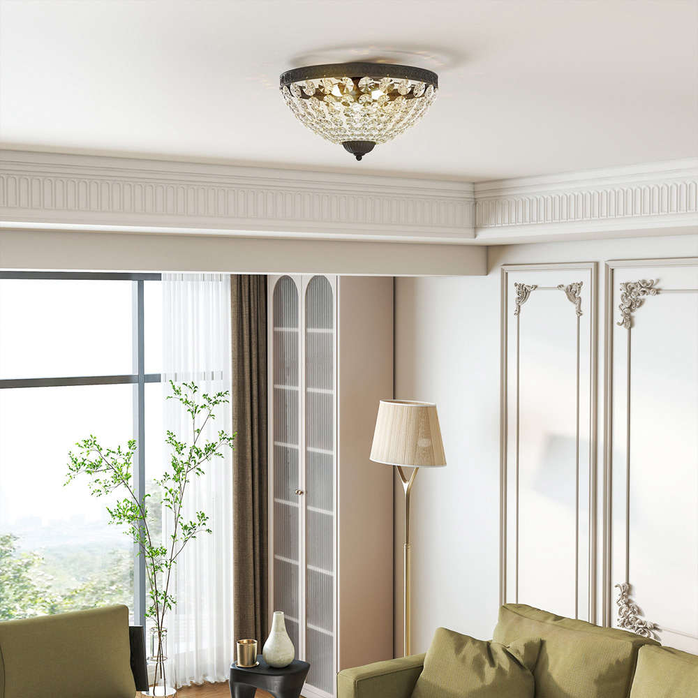 HOMCOM Black Chandelier Crystal Ceiling Light Image 2