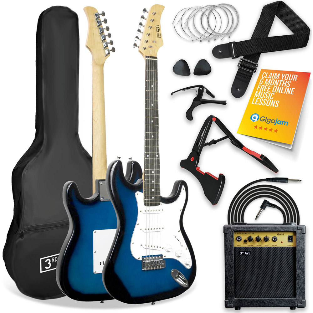 3rd Avenue Blueburst Full Size Electric Guitar Set Image 1