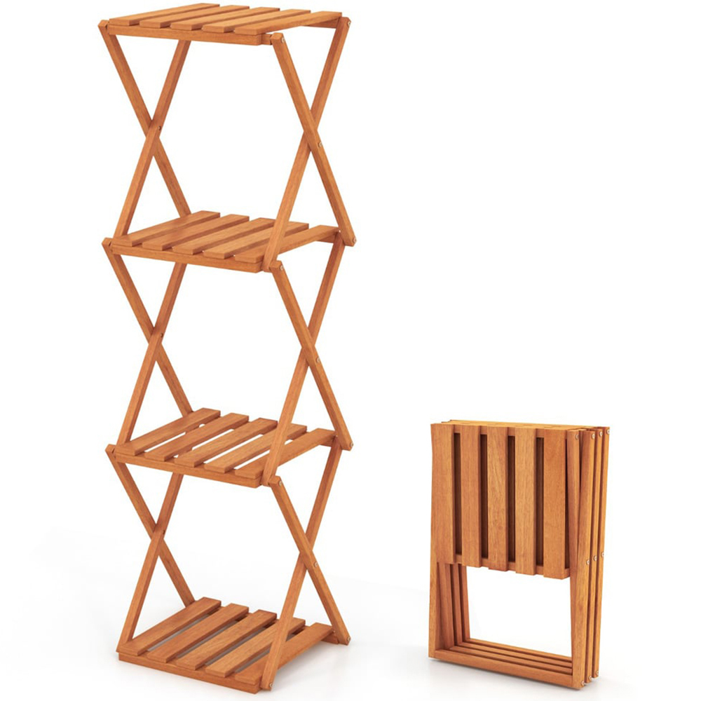Costway 4 Shelf Wooden Free Standing Shoe Rack Image 3