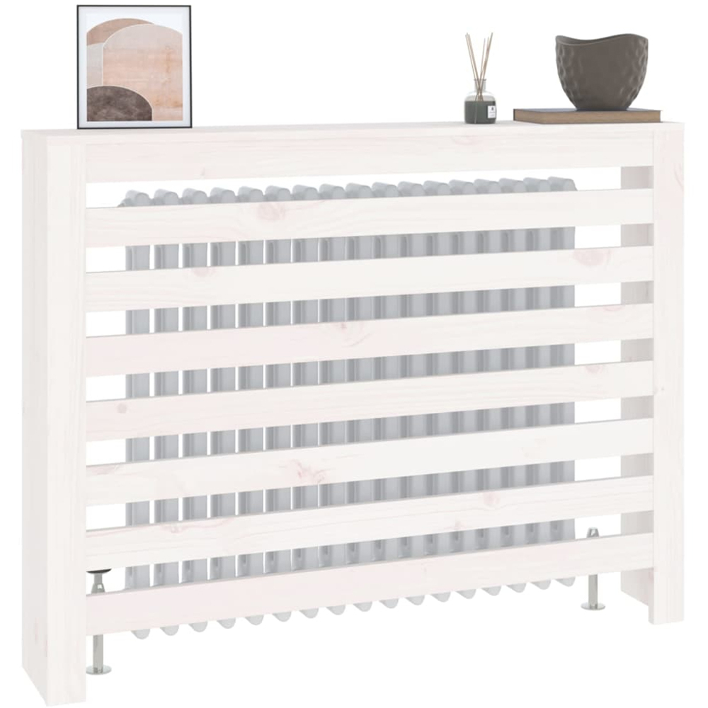 vidaXL White Solid Pine Wood Radiator Cover 108.5 x 19 x 84cm Image 3