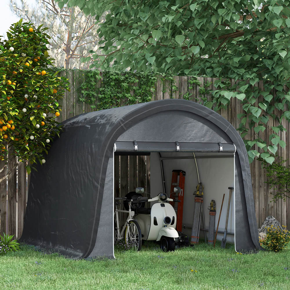 Outsunny 9.8 x 9.8ft Grey Heavy Duty Garden Storage Shed Image 2