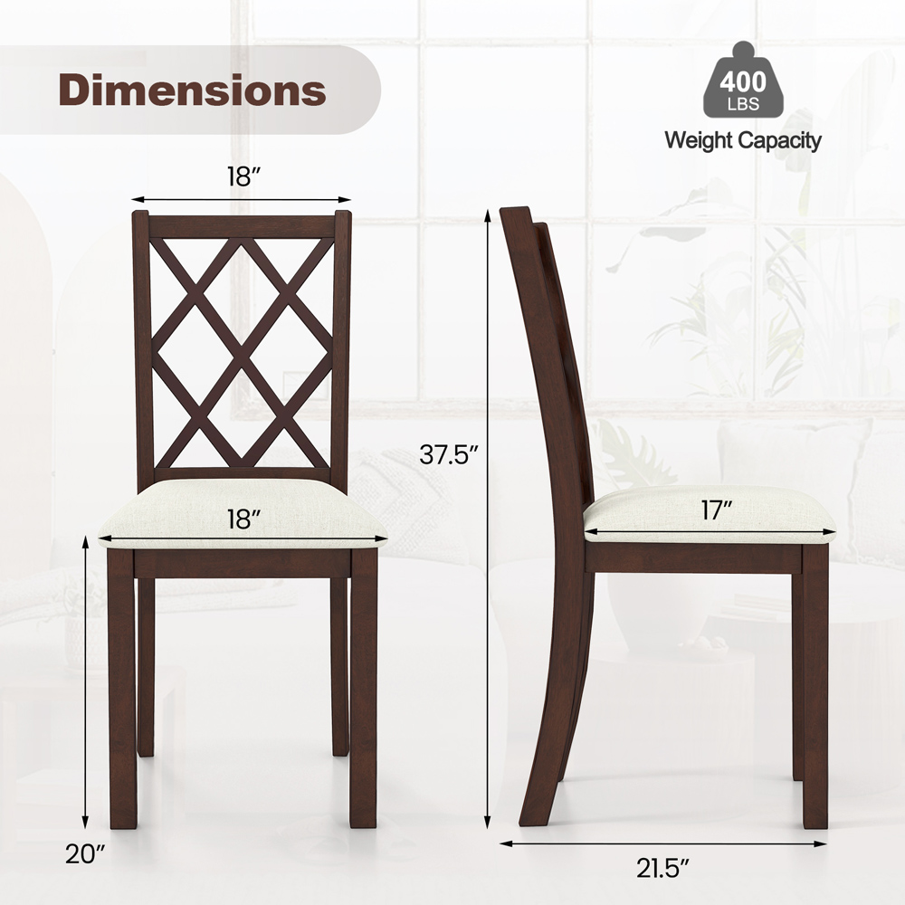 Costway Set of 2 Brown Dining Chairs with Inclined Backrest Image 9