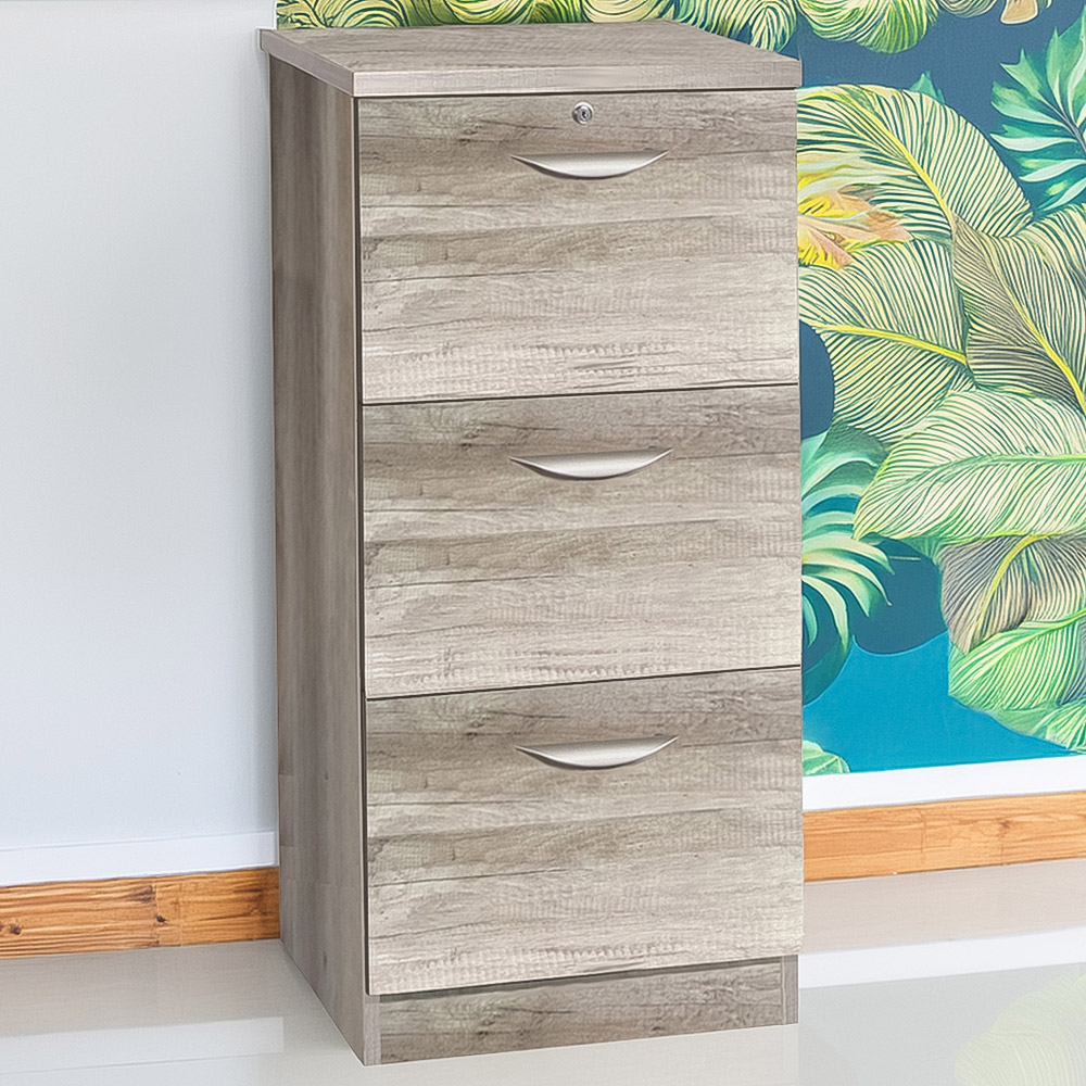 R White Cabinets 3 Drawer Grey Filing Cabinet Image 1