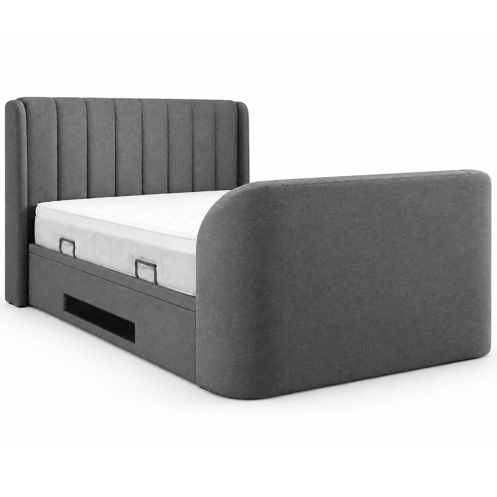 Webb Daniels Mayfair Super King Size Grey Fabric Ottoman Media TV Bed with 2.1 Soundbar Image 2