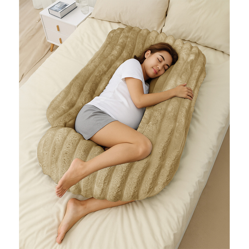 Velosso Beige Jumbo Cord Maternity Pillow 135 x 75cm Image 2