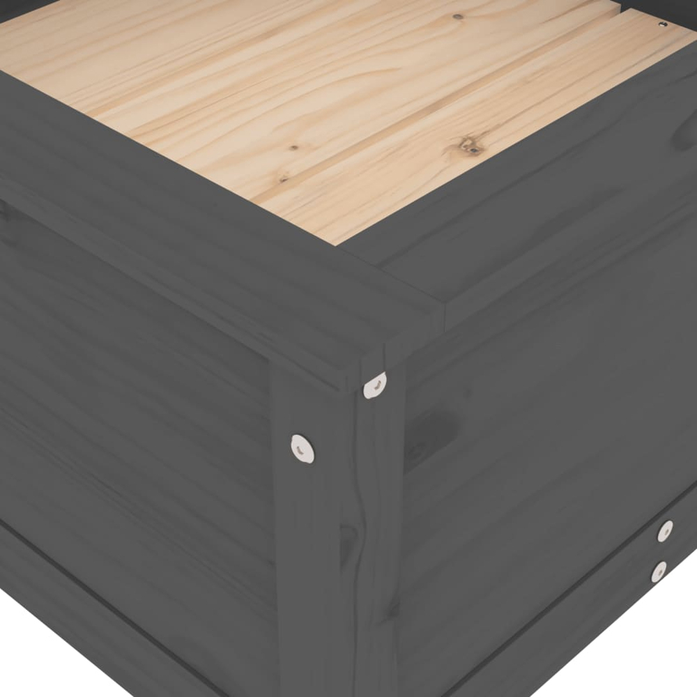 vidaXL Grey Solid Pine Wood Garden Planter 82.5 x 82.5 x 39cm Image 6