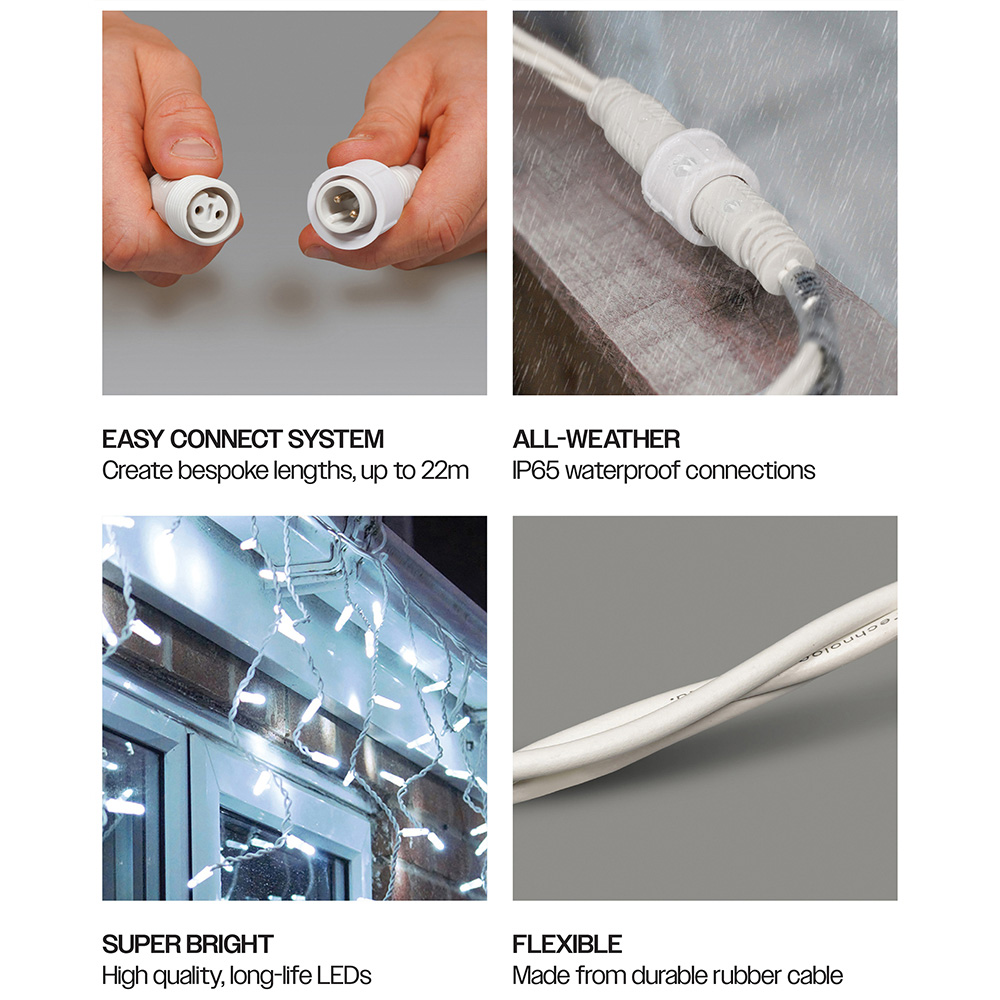 Eagle Connect 180 Cool White LED White Icicle Light 6m Image 4