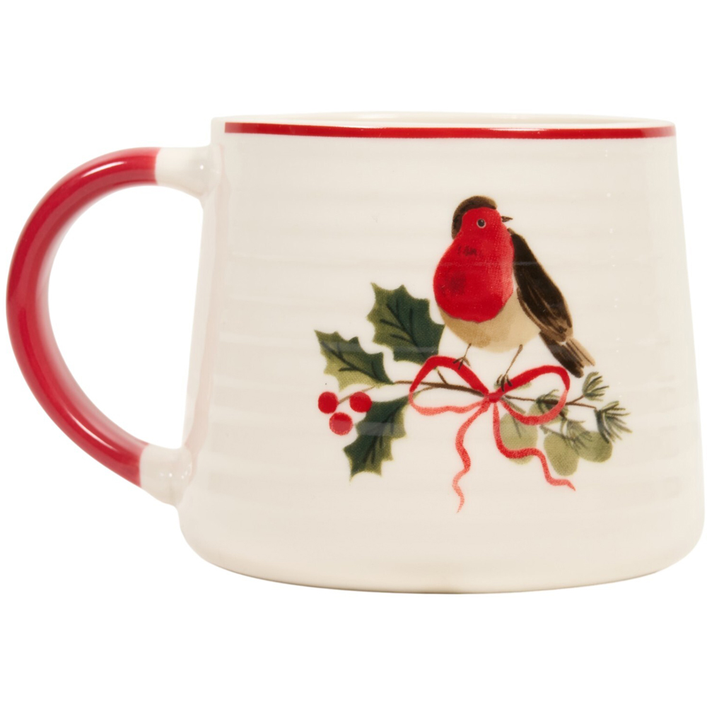 Festive Robin Ribbed Mug Image 3