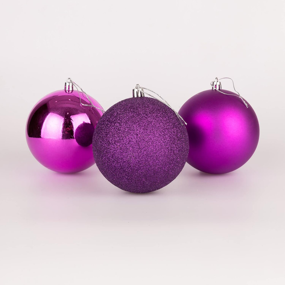 Shatchi 10cm Purple Shatterproof Bauble 6 Pack Image 4