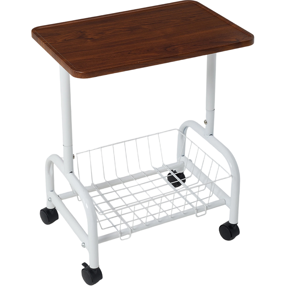 Living and Home Walnut and White Side Table with Basket Image 2