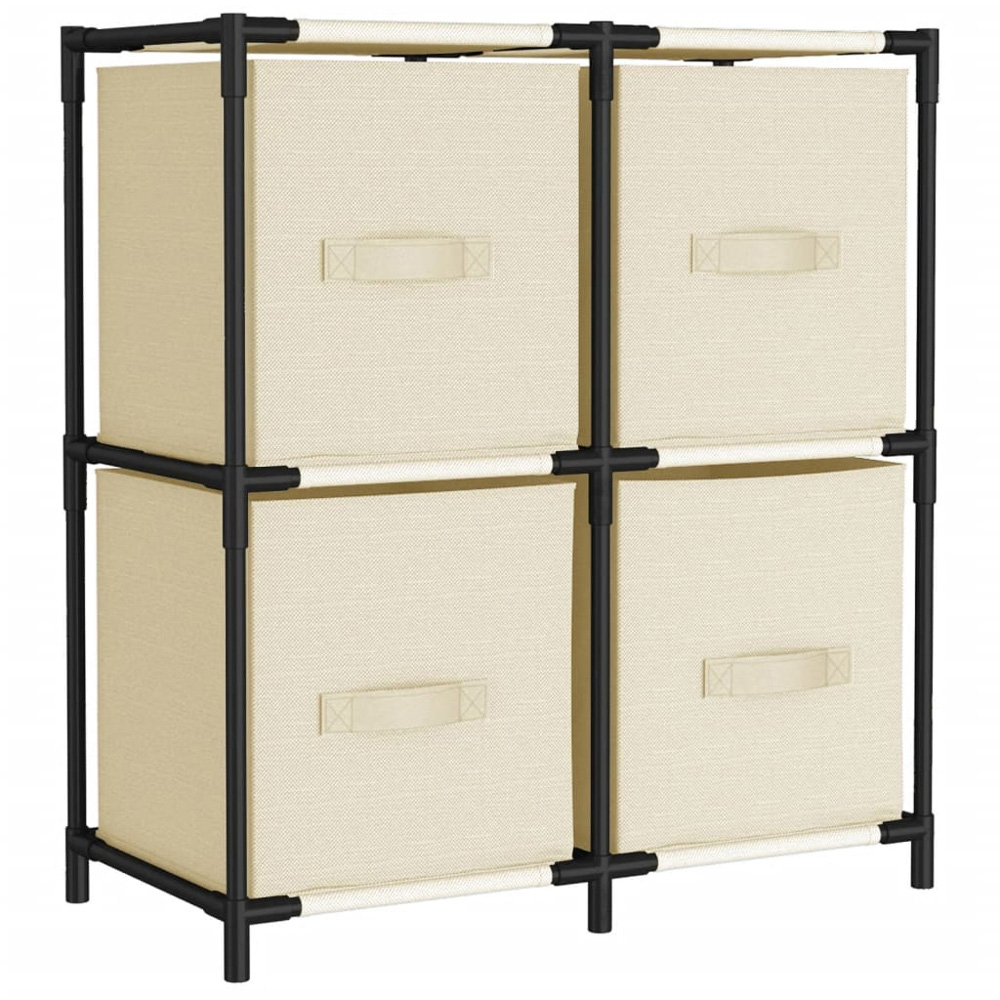 vidaXL Cream Steel Storage Cabinet with 4 Fabric Basket Image 2