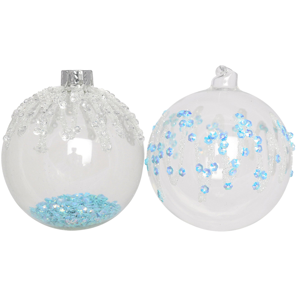 Clear Blue Sequin Bauble - Blue Image 1