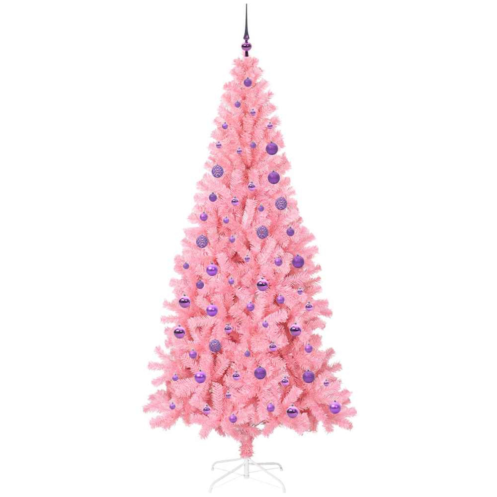 vidaXL Pre-Lit Lilac Baubles Pink Artificial Christmas Tree 6ft Image 4