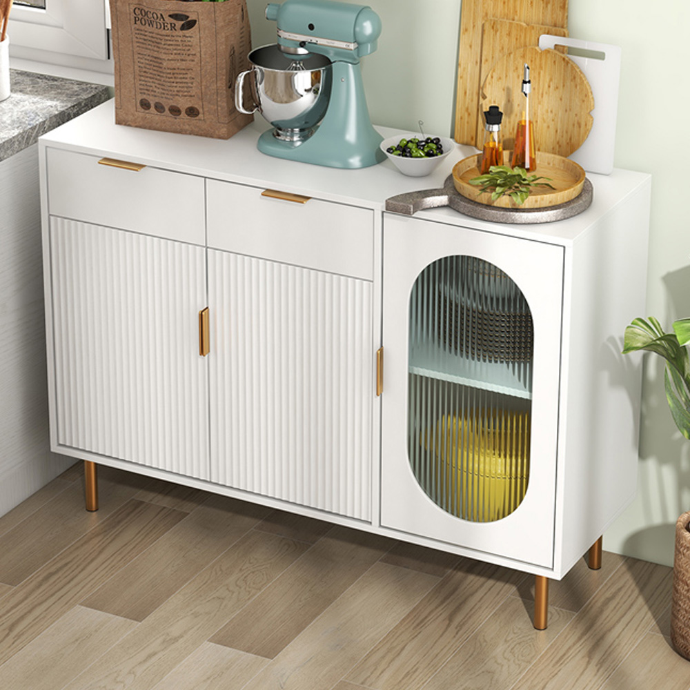 Costway 2 Drawer and 2 Cabinet White Kitchen Storage Cabinet Image 1