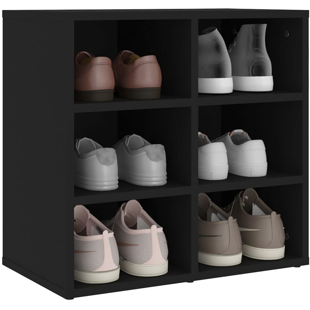 vidaXL 6 Open Shelf Black Shoe Storage Cabinet Image 3