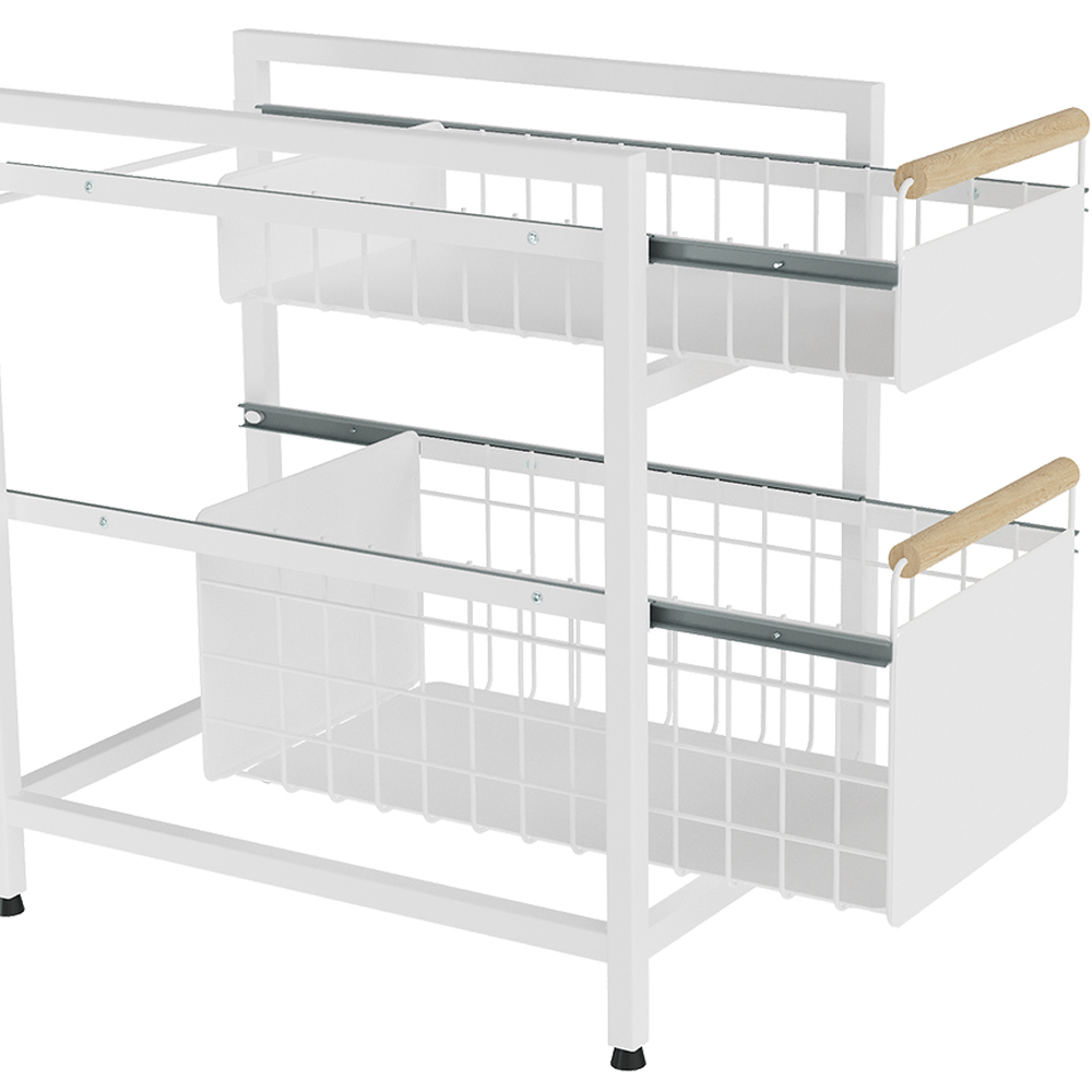 Living and Home 2 Shelf White Pull-Out Cabinet Organiser 24.5cm Image 3