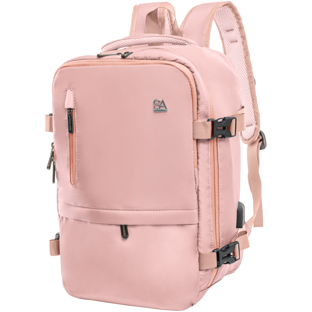 SA Products Pink Cabin Backpack with USB Port and Trolley Sleeve Image 1